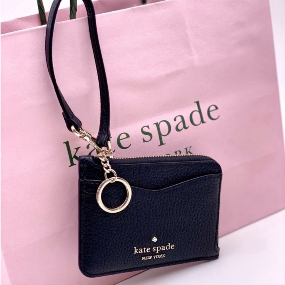 Kate Spade leila small card holder wristlet wallet black
